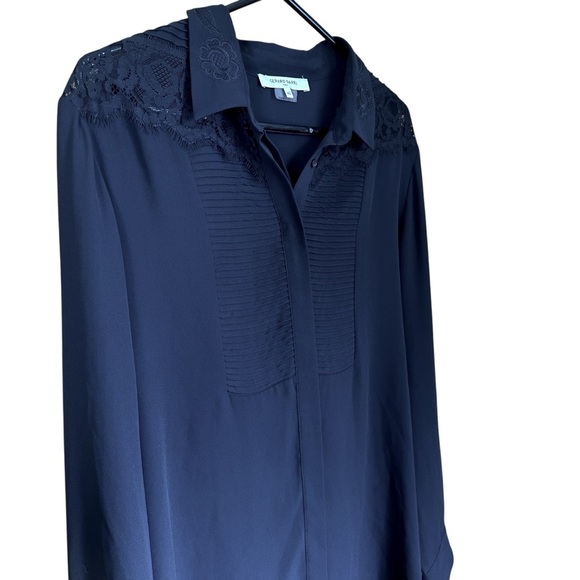 Gerard Darrel Pleated Lace Black Button Down Blouse Shirt Sz FR 40 /US 8 - Picture 7 of 10